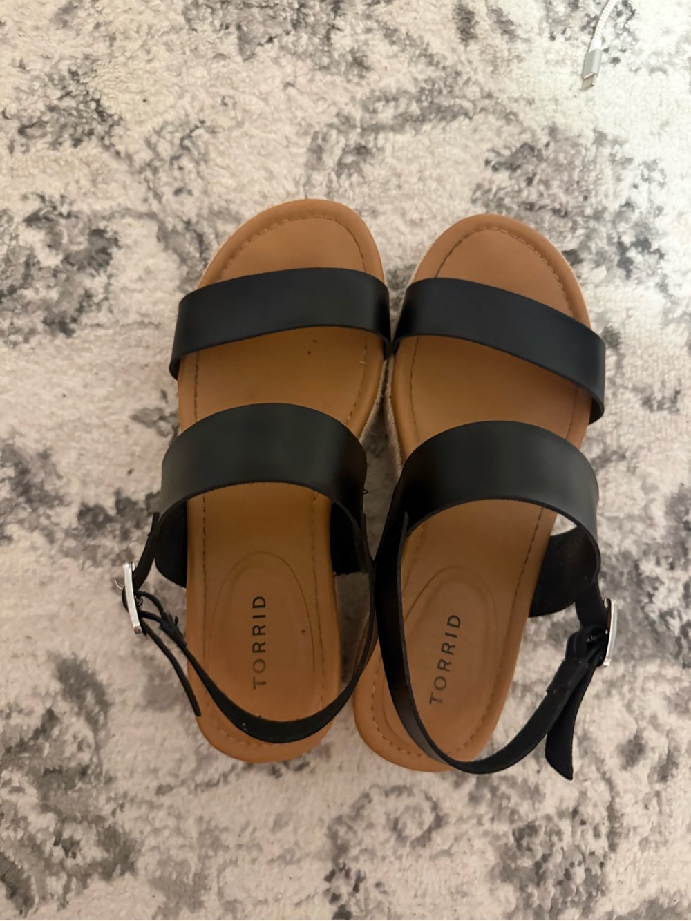 torrid Black Double-Strap Open-Toe Sandals